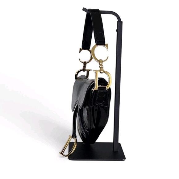 Dior Galliano Rare Vtg Y2k Black Patent Leather Diorissimo Monogram Saddle Bag - Picture 2 of 11